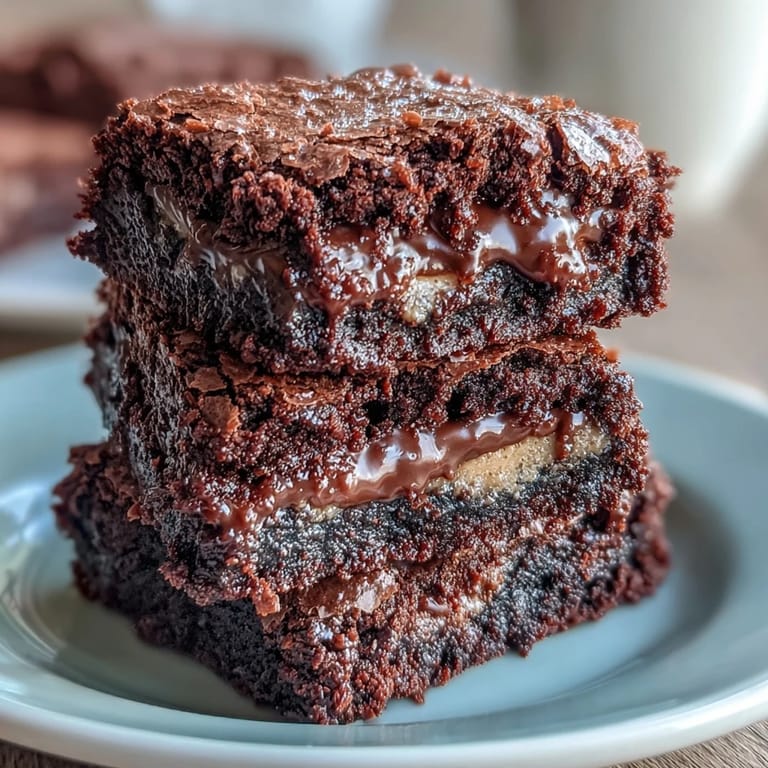 Rich chocolate brownies swirled with peanut butter, made moist with sourdough discard and baked until just set.  