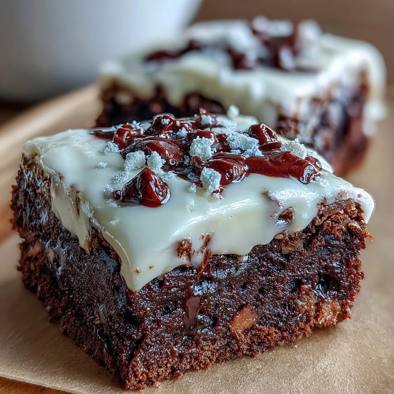 Red, white, and blue frosted brownie bites with sparkly sprinkles, perfect for celebrating America's birthday with a delicious dessert.