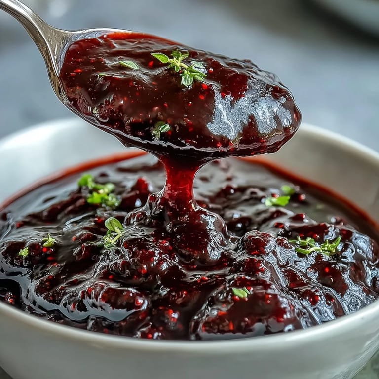 Bold, tangy blackberry jalapeño BBQ sauce, smooth and richly colored.
