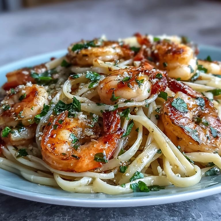 Classic Shrimp Scampi Linguine, steamy and flavorful, ready for a delicious dinner.
