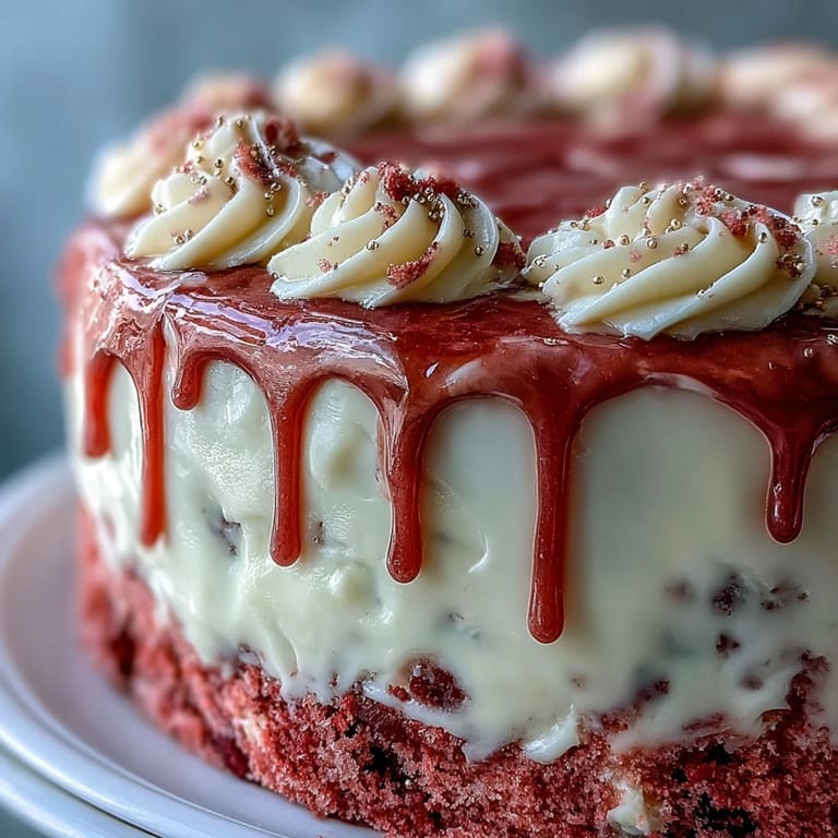 Decadent pink Rosé Velvet Cake, perfect for celebrations with a stunning visual appeal.
