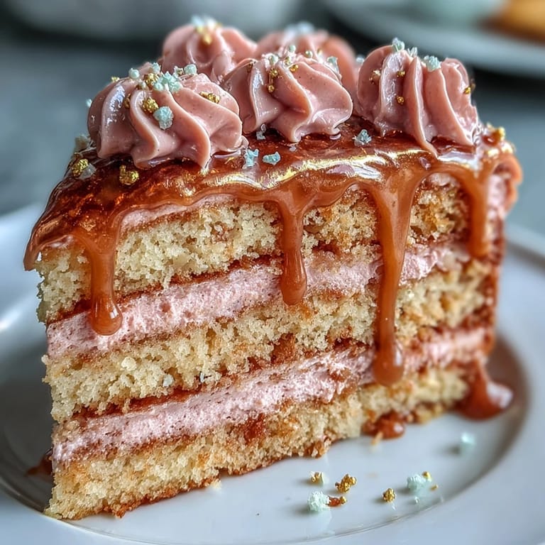 Blush Bridal Shower Rosé Velvet Cake features elegant gold drip and creamy frosting.