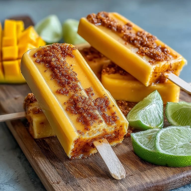 Enjoy cool, tangy Fricy Mango Chamoy Popsicles bursting with chili-lime flavor.