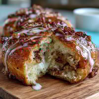 Warm, spiced Hot Cross Buns with citrus glaze, dotted with dried fruit and topped with a sweet lemon-orange drizzle.  