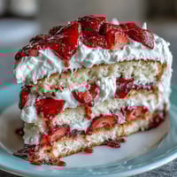Naked spring cake with fresh strawberries and vanilla whipped cream on top, perfect for a light dessert.