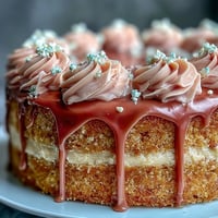 Bridal Shower Rosé Velvet Cake: moist pink layers draped in glamorous gold drip.